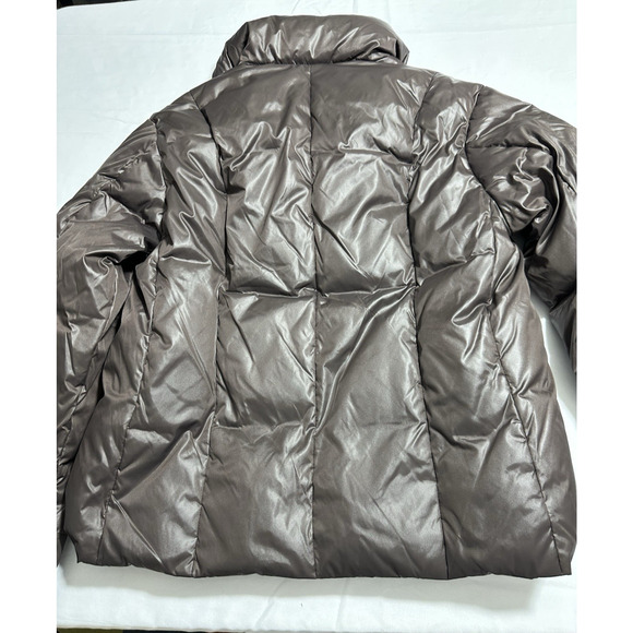 Y2K Gap Women's Puffer Jacket Small Brown Nylon Down Filled Snap Buttons New! - Picture 5 of 10